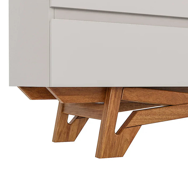 Buffet Oasi com Vidro pés em Madeira de Eucalipto estrutura em MDF cor Off-White