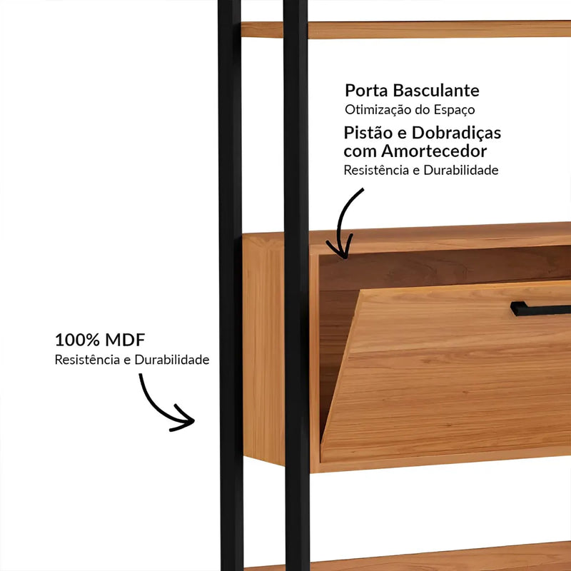 Kit 02 Estantes Com Prateleiras Freijó com Preto