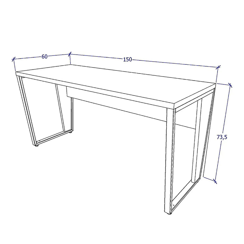 Mesa Escrivaninha Industrial 1,50m Nogal com Preto Pés Metal